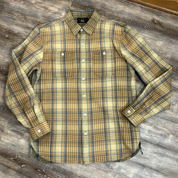 Ralph Lauren Double RL RRL Work Shirt Mens Size M Button Down Cotton Check Plaid - Picture 5 of 14